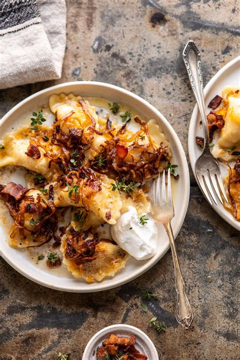 Cheddar Pierogies with Caramelized Onions and Bacon. - Half Baked Harvest