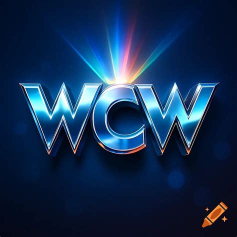 A chrome 3D logo for WCW (World Championship Wrestling) with a colorful ...