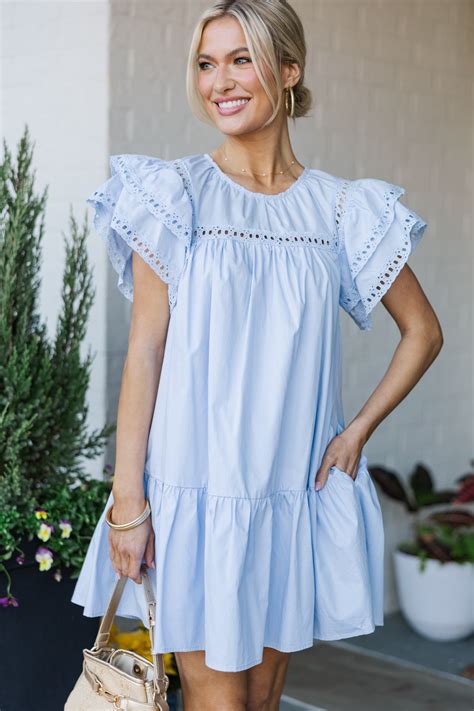On A Walk Baby Blue Eyelet Dress – Shop the Mint