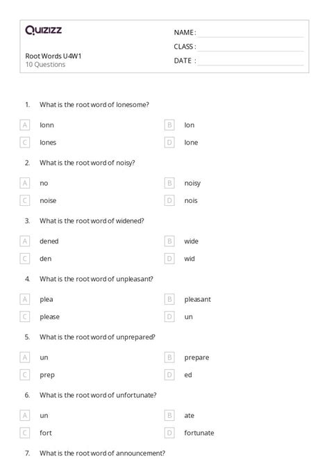 50+ Root Words worksheets for Class 3 on Quizizz | Free & Printable