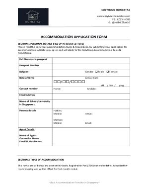 Fillable Online Cozyhouz Homestay Accommodation Application Fax Email ...