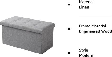 Buy WOLTU Foldable Storage Ottoman Chair Stool Light Grey Upholstered ...
