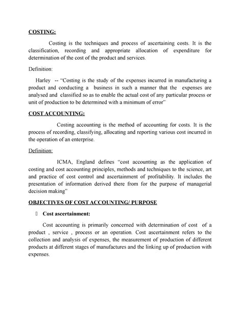 COSTING AND COST ACCOUNTING - Masters in business administration - UoK ...