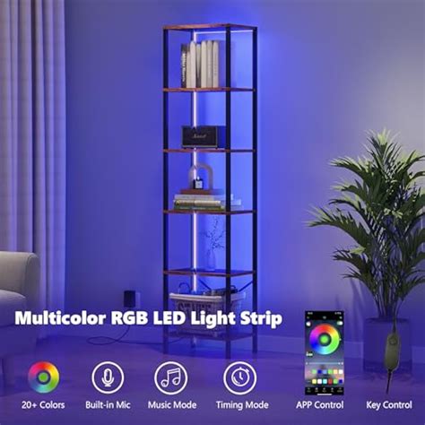 JARHETUN 6-Tier Bookshelf, Tall Narrow Bookcase with LED India | Ubuy