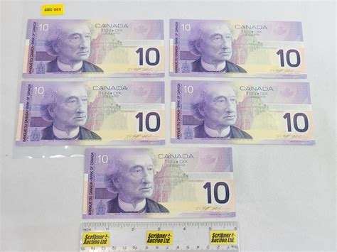 Canada $10 Bills 2001 (unc) (5) : Knight/Thiessen (See Pics for Varieties, Conditions, Serial Number