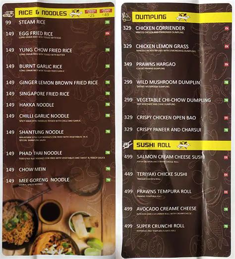 Menu at Oriental Chow, Mumbai