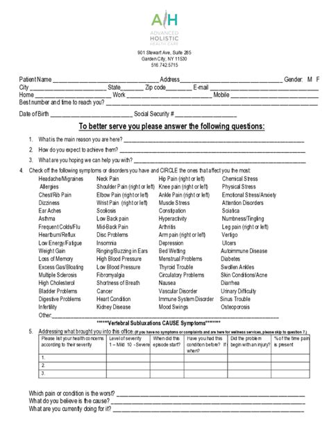 Fillable Online Advanced Holistic Healthcare Patient Intake Fax Email ...