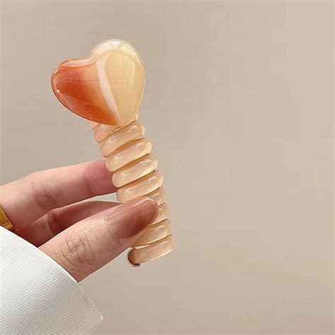 3 Pc - Telephone line heart ponytail braid hair rope - Tea colour (1 P ...