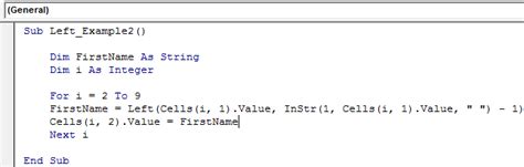 VBA Left Function 的图像结果