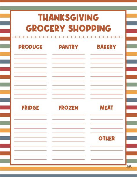 Thanksgiving Shopping Lists & Checklists - 30 FREE Printables | Printabulls