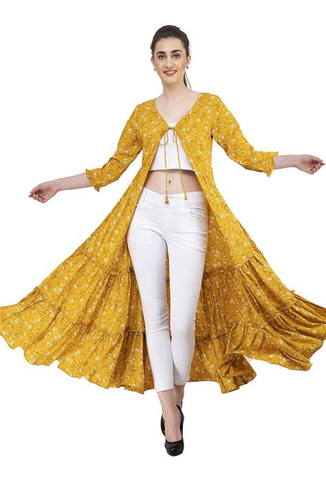 Buy MEZENOR Women Flared Shrug(Mustard_X-Large) at Amazon.in