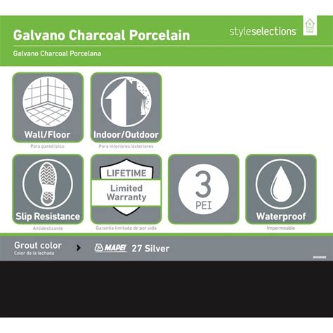 allen + roth Galvano Charcoal 3-in x 12-in Porcelain Granite Bullnose ...