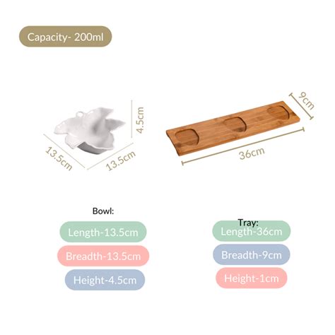 Set Of 3 Maple Leaf Ceramic Bowls With Tray 200ml Online - Premium ...