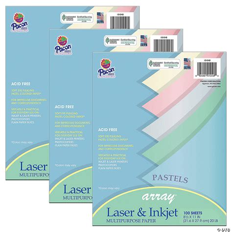Pacon Pastel Multipurpose Paper Array, 8-1/2" x 11", 100 Sheets Per ...