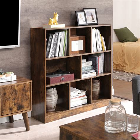 Buy VASAGLE Bookshelf, Wooden Bookcase with Open Cubbies, Free Standing ...
