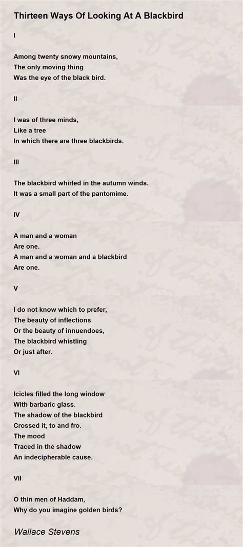 Thirteen Ways Of Looking At A Blackbird