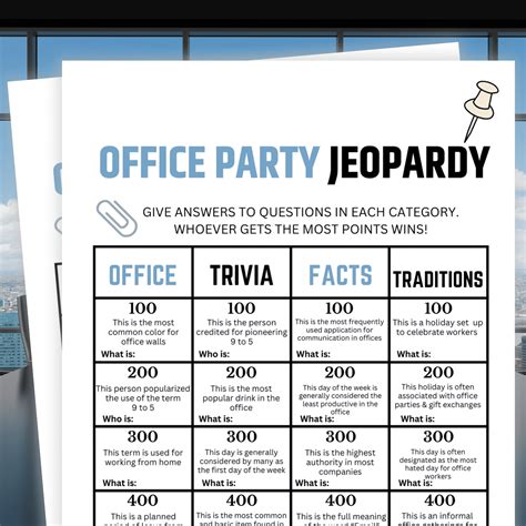 Office Party Trivia, Office Party Jeopardy, Work Party Games, Staff ...