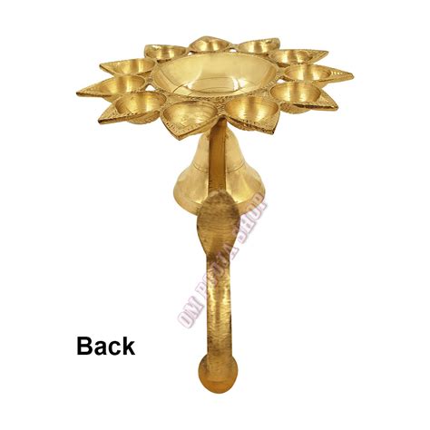 Buy Eleven Diya Aarti with Handle in Brass online