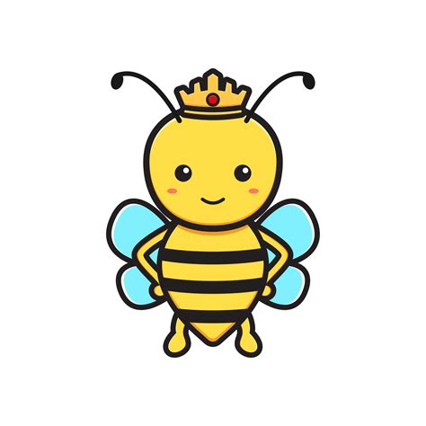Cute queen bee mascot character cartoon icon illustration. Design ...