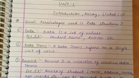 Data Structures 1: Unit 1 - Introduction to Arrays & Linked Lists - Studocu