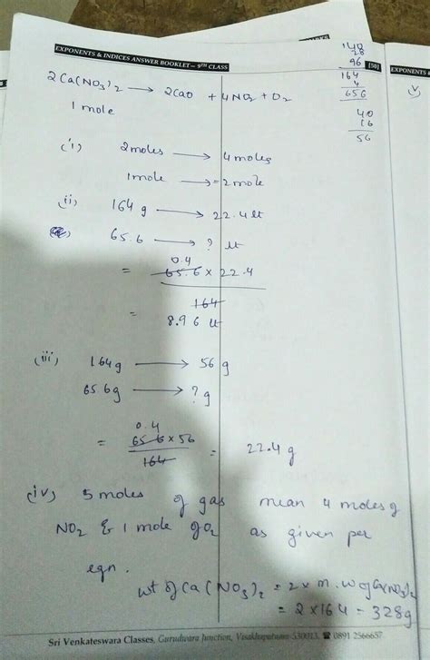The equation for the action of heat on calcium nitrate is: 2Ca(NO3)2 ...