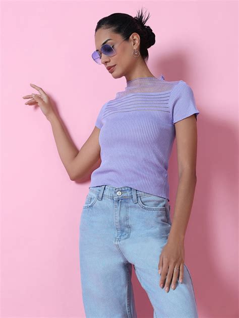 SHOWOFF Women's Lavender Solid Top