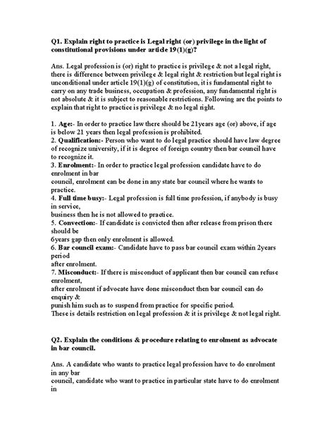 Professional Ethics Q & A - Q1. Explain right to practice is Legal ...