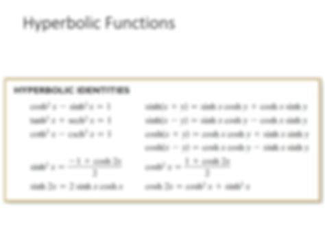 SOLUTION: Lec 9 derivative of hyperbolic functions - Studypool