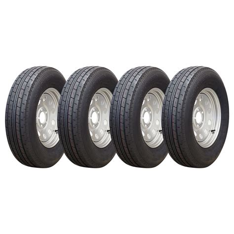 Set of (4) Trailquest 15" 10 ply Radial Trailer Tire & Wheel - ST 225 ...