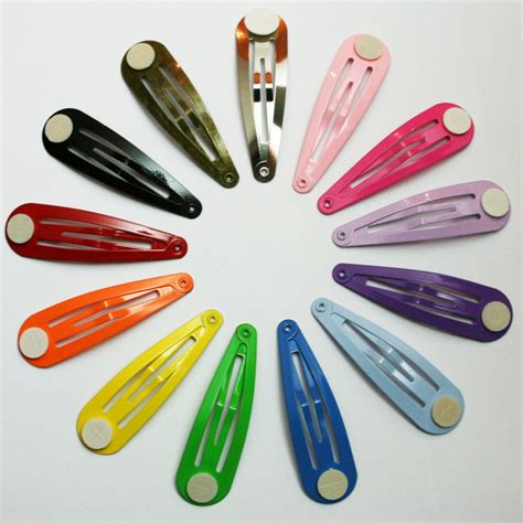 24 2 Colorful Hair Snap Clip Barrette Findings with
