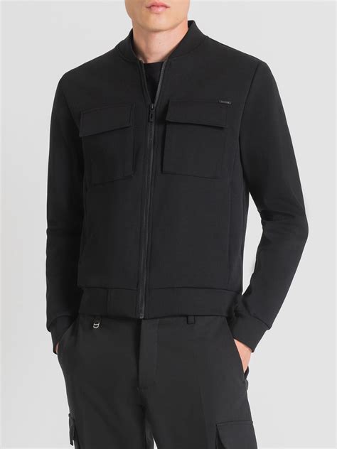 Shop Antony Morato Men Solid Stand Collar Full Sleeves Sweatshirt ...