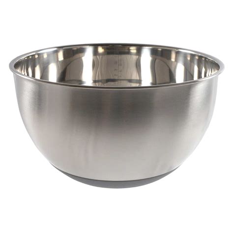 Stainless Steel Mixing Bowl with Grey Non-Skid Base, 5qt