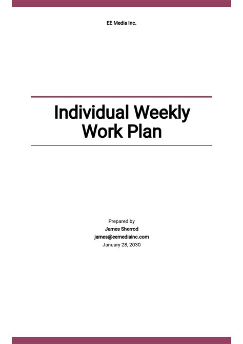 Individual Weekly Work Plan Template - Google Docs, Word, Apple Pages, PDF | Template.net