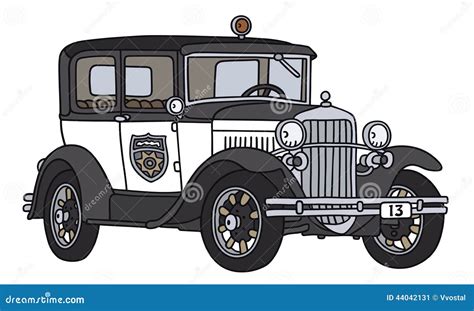 Old police car stock vector. Illustration of white, vector - 44042131