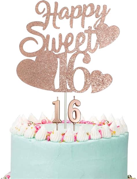 PLESIU Happy Sweet 16 Birthday Cake Topper, Rose Gold India | Ubuy