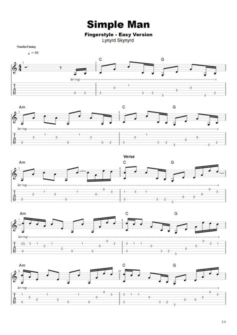 Simple Man Easy Fingerstyle For Beginners Tab - Lynyrd Skynyrd