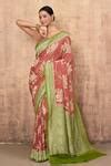 Buy Pink Handloom Cotton, Handwoven Floral Jaal Banarasi Saree With ...