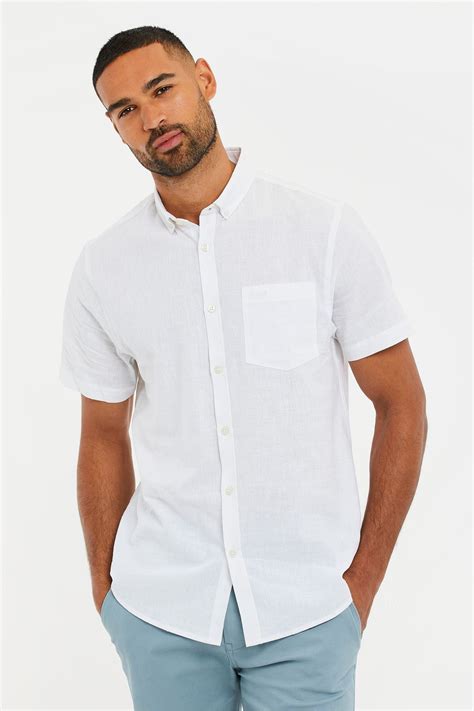 Mens Threadbare Linen Blend Short Sleeve Shirt - White in 2024 | Mens ...