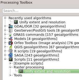 GIS-Lab: Унификация экстента и разрешения растров в QGIS