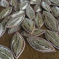 Buy 1 Gold Lotus Zardozi Decorative Handmade Patches Embroidered Indian ...
