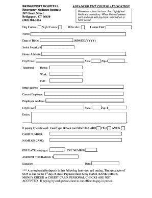 Fillable Online Advanced EMT Application rev130629doc Fax Email Print ...