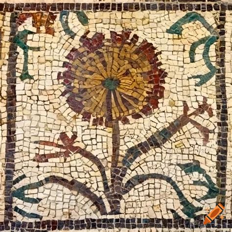 Roman mosaic of a dandelion flower