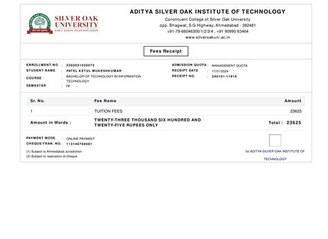 Fee Receipt 311865 - please idt project to final - ADI T YA SI LV ER ...