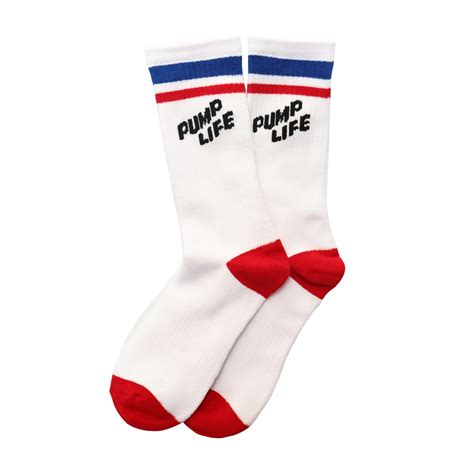 blue and red striped socks / white | pumplife