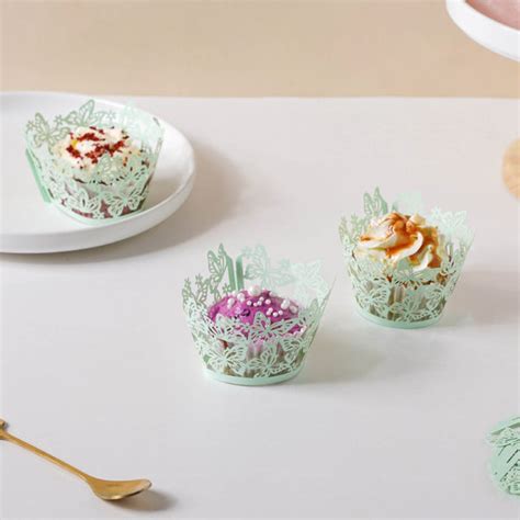 Mint Green Butterfly Lace Cupcake Wrapper Set of 20