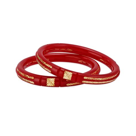 Carved Gold Red Pola Bangle