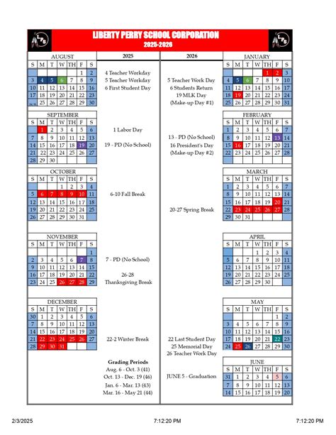 Liberty-Perry School Corporation Calendar 25-26 Revised [PDF] - EduCounty