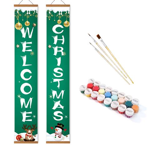 Welcome Christmas Porch Sign Paint by Numbers Kit | Crafty by Numbers ...