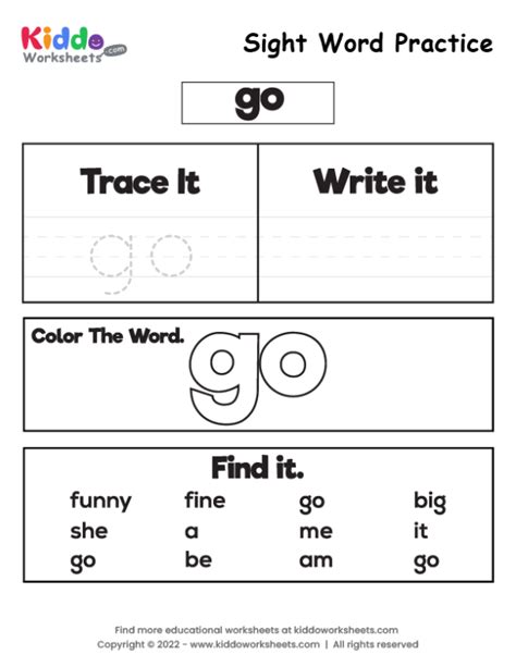 Sight Word Go Worksheet 的图像结果