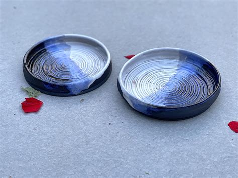 Buy Drippy Blue White and Black Clay Oil Dip Dish Set, Handmade Ceramic ...